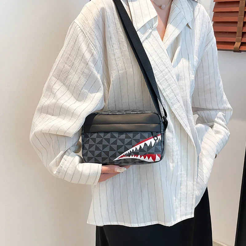 Bolso cruzado creativo con boca de tiburón, monedero simple, bolso para teléfono móvil, bolso cruzado informal de moda, bolso cuadrado pequeño de gran capacidad