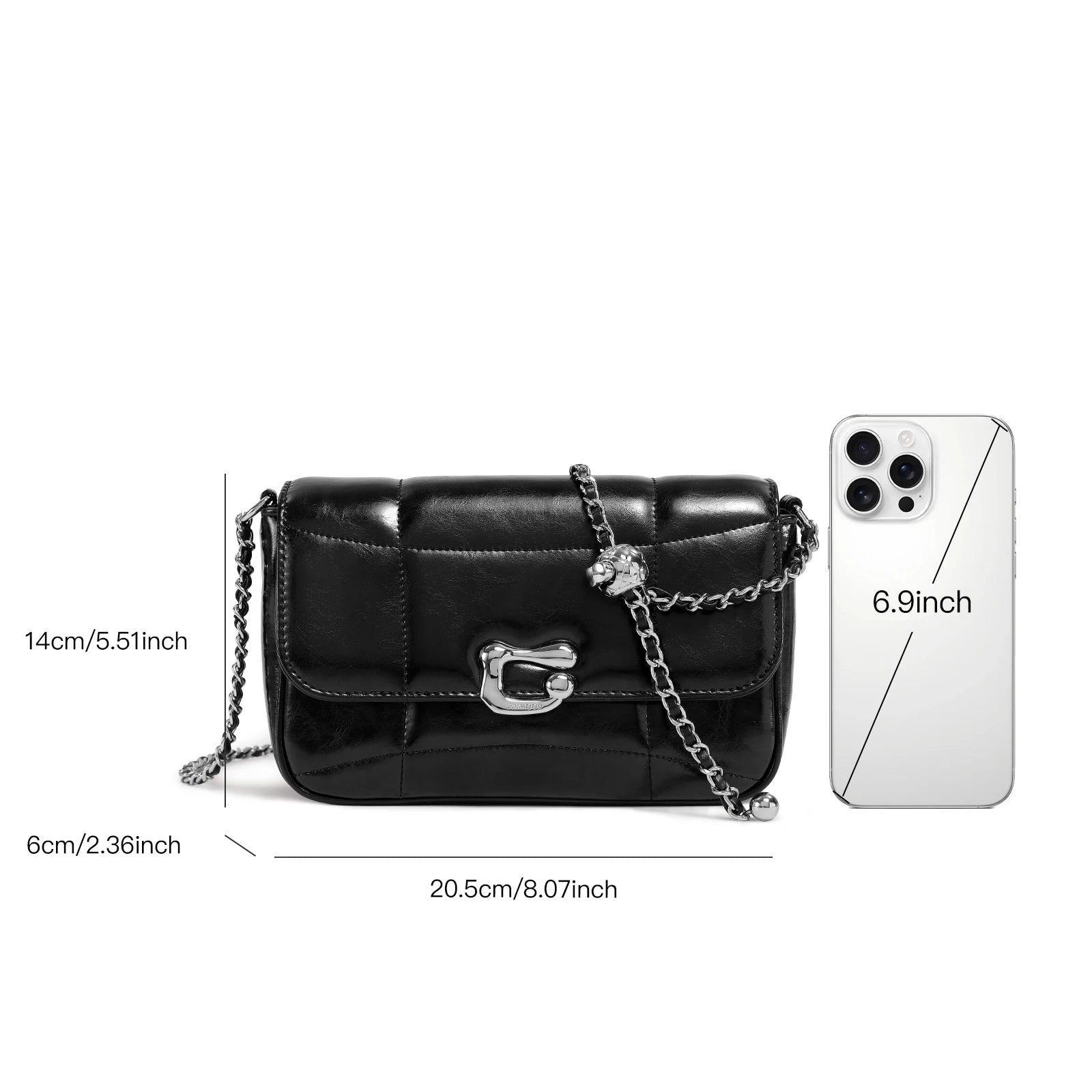 Genuine Leather Crossbody Bag | Luxury Brand Shoulder Bag with Chain Strap & Unique Design Quilted Handbag Luxegan