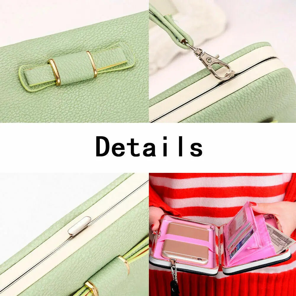 Fashion Women Clutch Wallet Long Card Holder Case Purse Cellphone Case Handbag With Wristlet