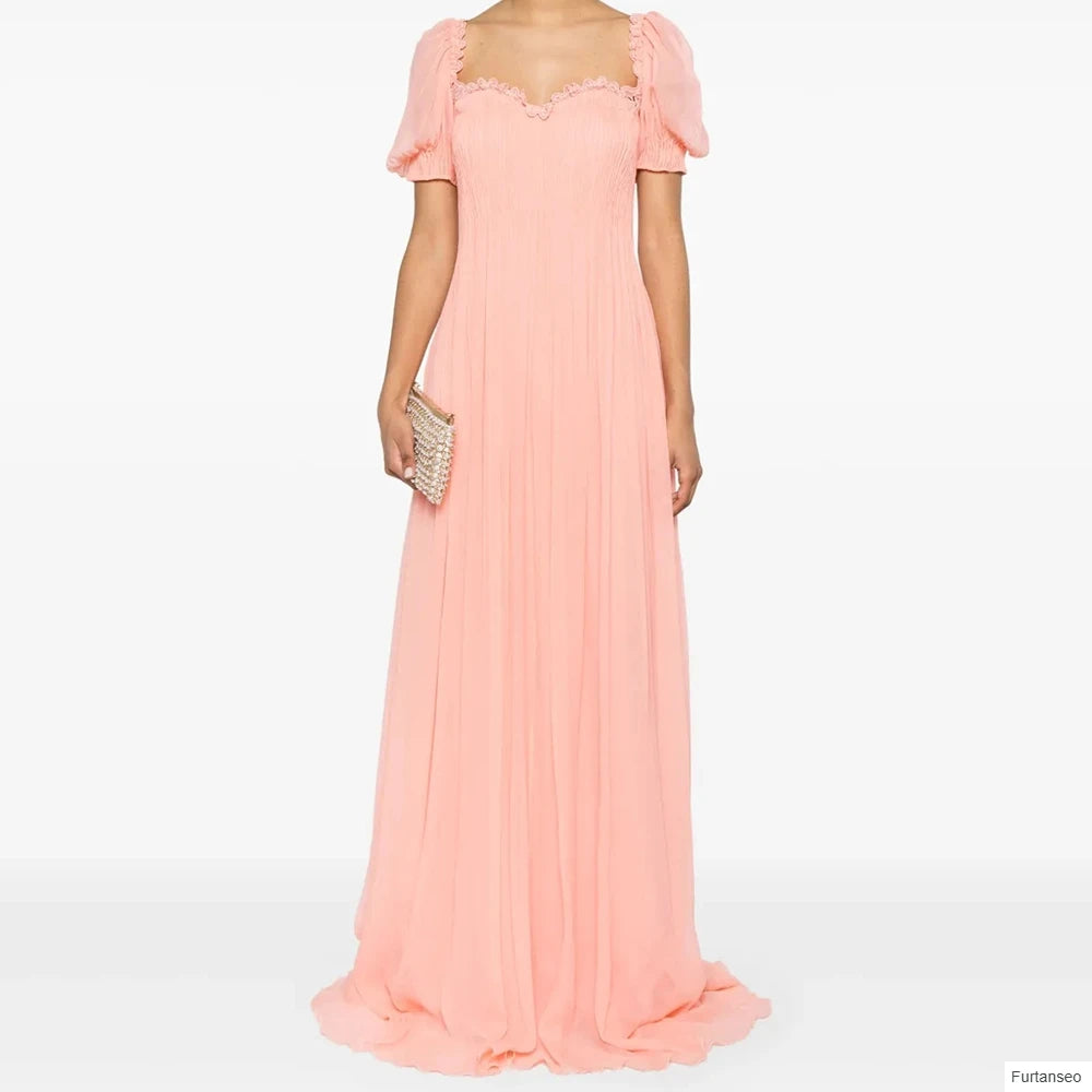 Ruched Draped Mermaid Evening Gown | Sweetheart Neck Short Sleeve Floor-Length Prom Dress Luxegan
