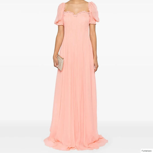 Ruched Draped Mermaid Evening Gown | Sweetheart Neck Short Sleeve Floor-Length Prom Dress Luxegan