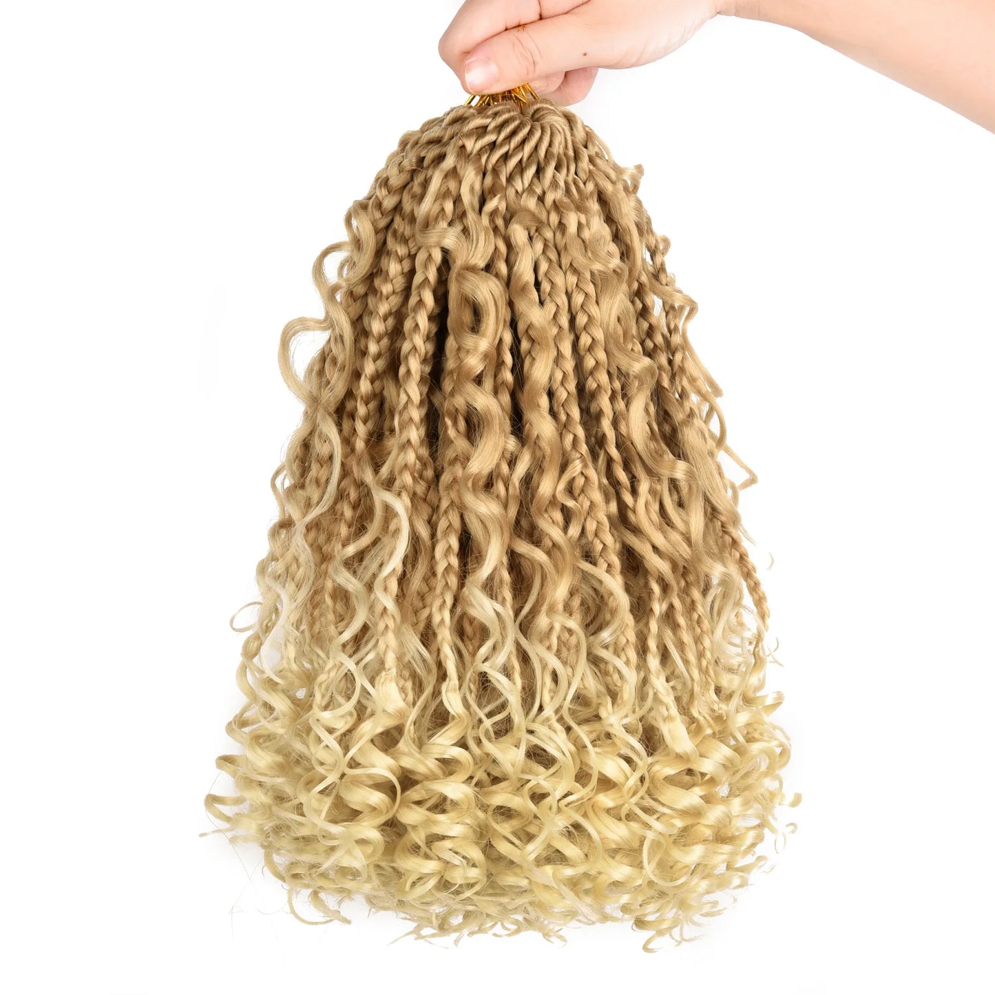 10" Bob Goddess Box Braids Crochet Hair | Boho Braids with Curls Luxegan