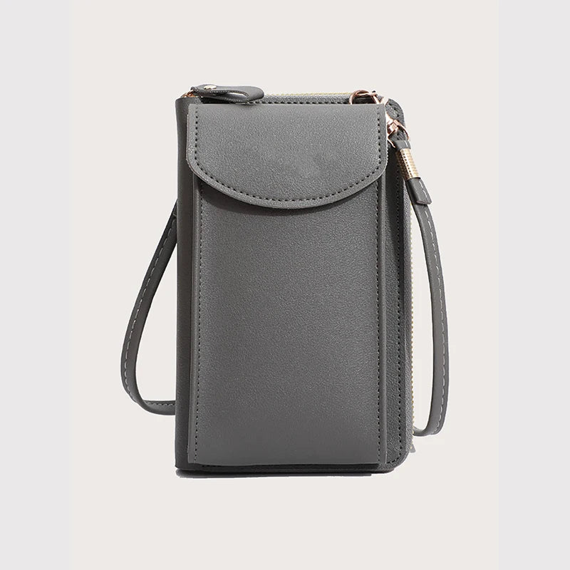 Fashion Women’s Small Crossbody Messenger Bag | Mini PU Leather Shoulder Purse | Elegant Ladies' Phone Handbag with Letter Detail | Versatile Solid Color Flap Clutch Luxegan