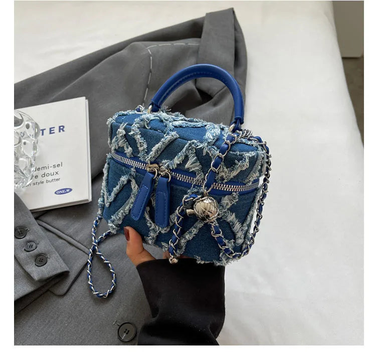Fashion Denim Single Shoulder Bag | Women's Soft Chain Crossbody Handbag and Purse Luxegan