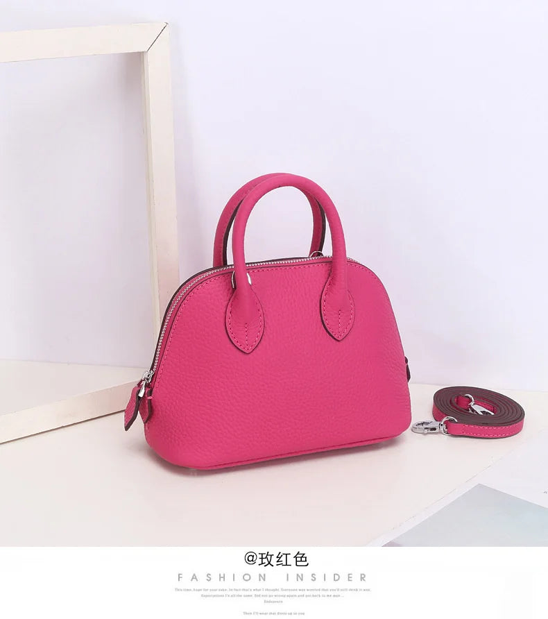 Shell Bag Women's Messenger Bag | Cow Leather Simple Shoulder Bag & Fashion Ladies Classic Handbag (Small Mobile Phone Crossbody Bag) Luxegan