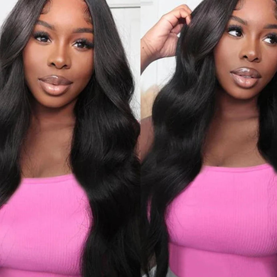 Jet Black 250% Density 13x4 HD Lace Frontal Wig | Sophisticated "Body Wave" Silhouette | Ultra-Thin Transparent Swiss Lace Front Wig | "Dignified" High-Performance Long Remy Human Hair Essential for Radiant Versatile Styling Luxegan