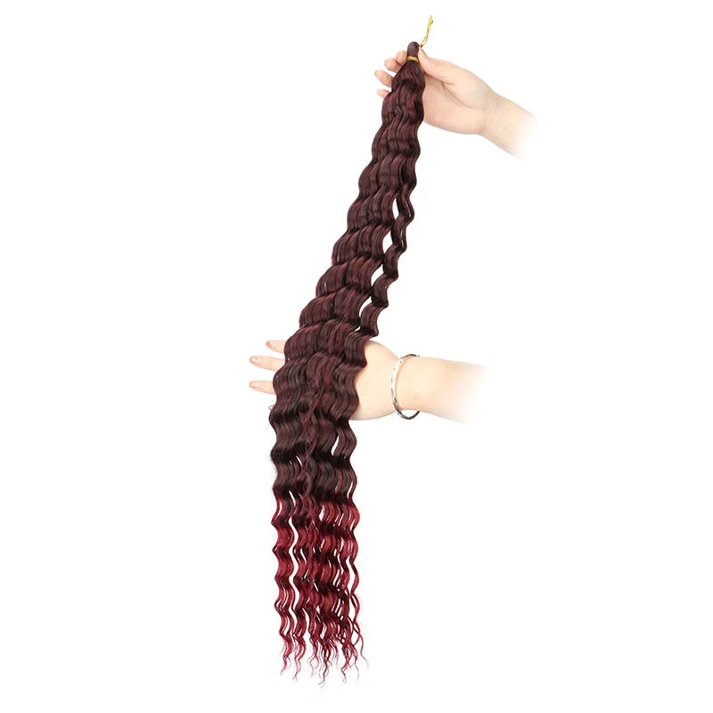 30 Inch Pre-Stretched Deep Wave Crochet Hair – Ombre Soft Curly Braiding Hair for Women Luxegan