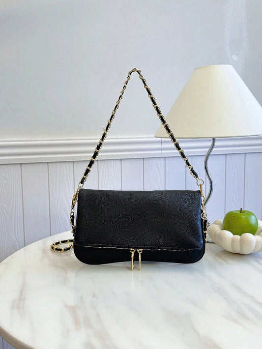 Classic PU Shoulder Bag | Irregular Flip Underarm Bag Luxegan