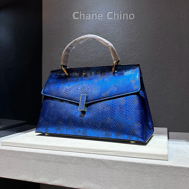 Luxury Designer Snake Print Handbag | Brand New High-Quality Cowhide Shoulder Bag | Fashion Trend Serpentine Leather Tote | Elegant Lady’s Versatile Messenger Bag (Model 47) Luxegan