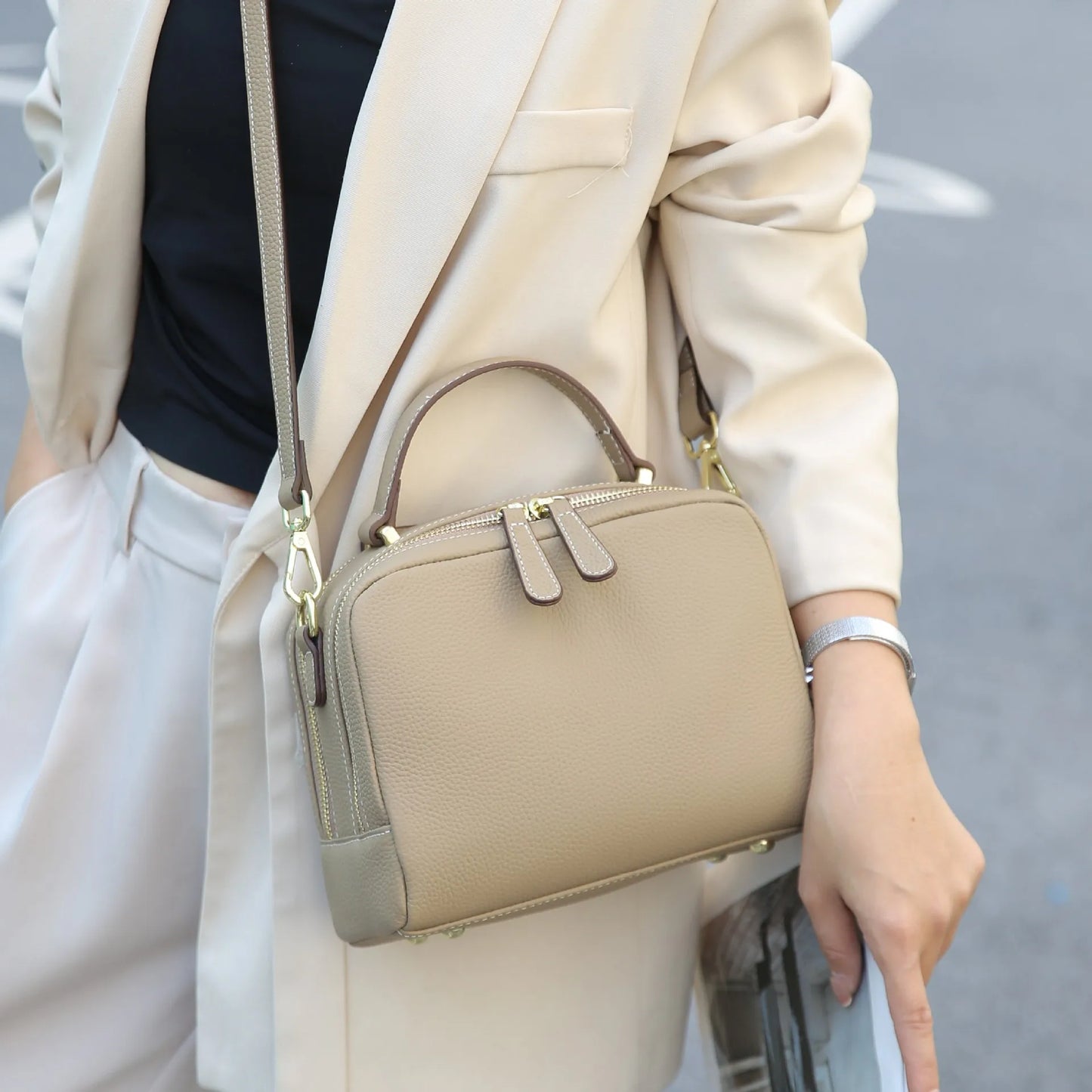 Genuine Leather Cowhide Women's Handbag | Luxury Design Crossbody & Small Square Bag Luxegan