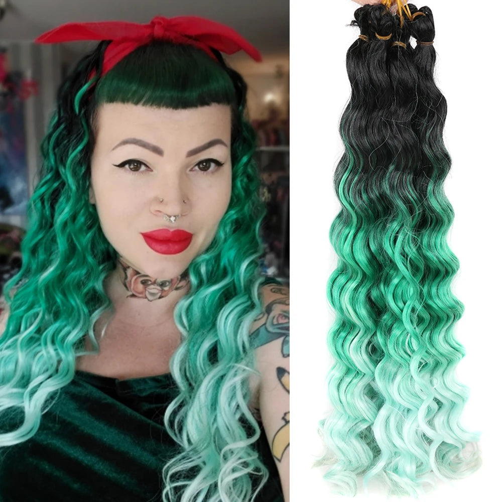 20" Deep Curly Crochet Braiding Hair | Deep Wave Bulk Synthetic Braid Extensions | 23 Colors