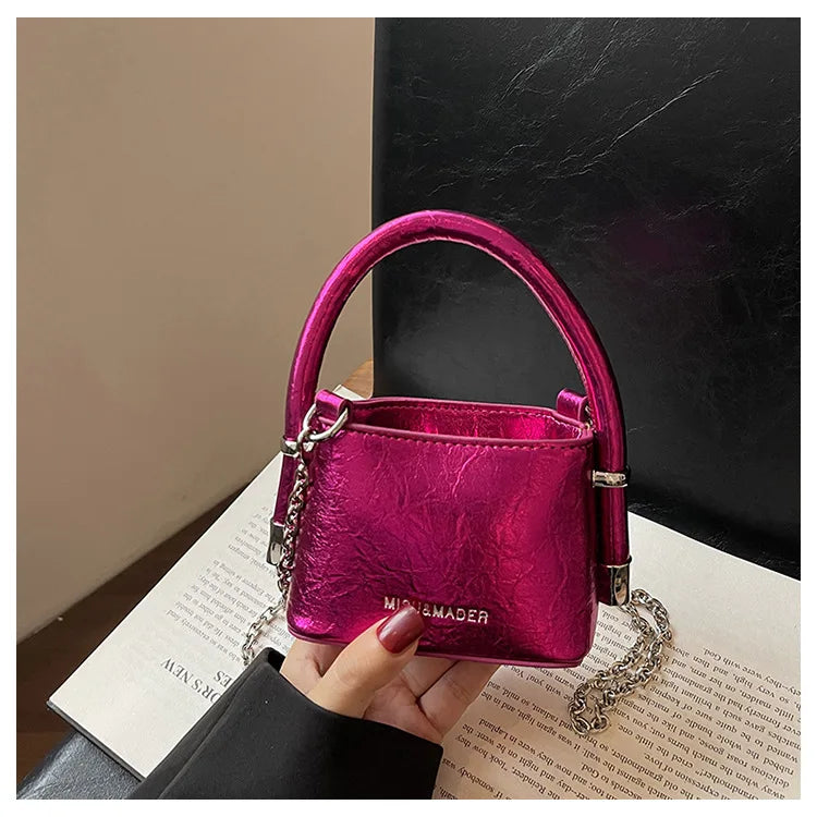 Luxury Women's Summer Mini Square Bag | Fashion HARD PU Leather Shoulder Crossbody Purse with Chain Detail Luxegan