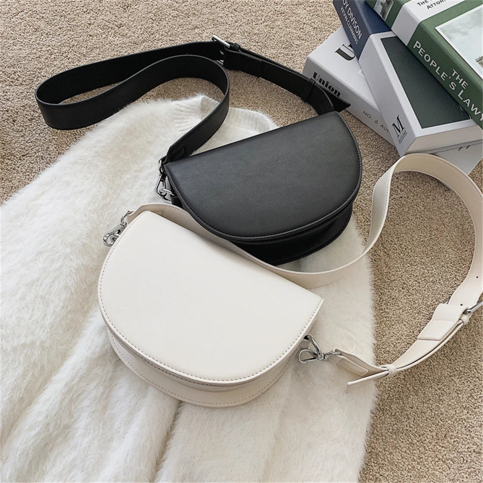 Genuine Retro Saddle Bag | Soft PU Leather Designer Crossbody Luxegan