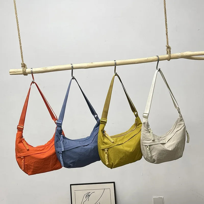 Solid Color Trendy Single Shoulder Bag | Women's Daily Casual Simple Dumpling Bag Versatile Canvas Bag Luxegan