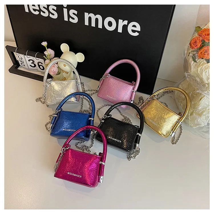 Luxury Women's Summer Mini Square Bag | Fashion HARD PU Leather Shoulder Crossbody Purse with Chain Detail Luxegan