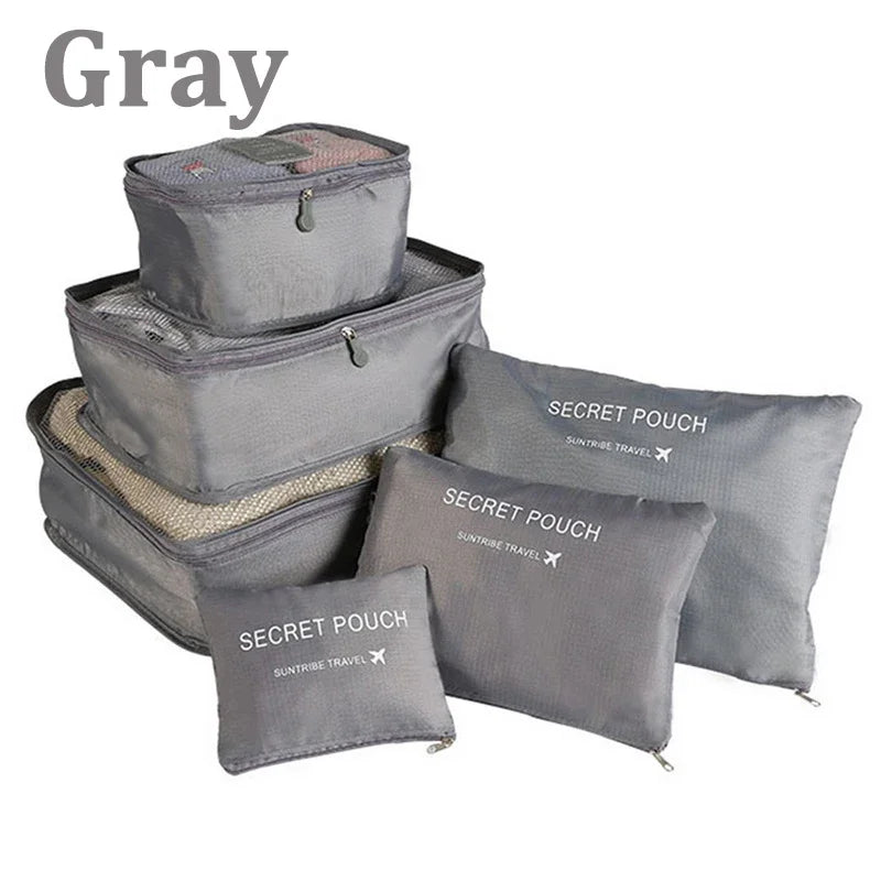 6pcs Set Travel Storage Bags | Suitcase Packing Set & Portable Luggage Organizer (Clothes Shoe Foldable Organizer) Luxegan