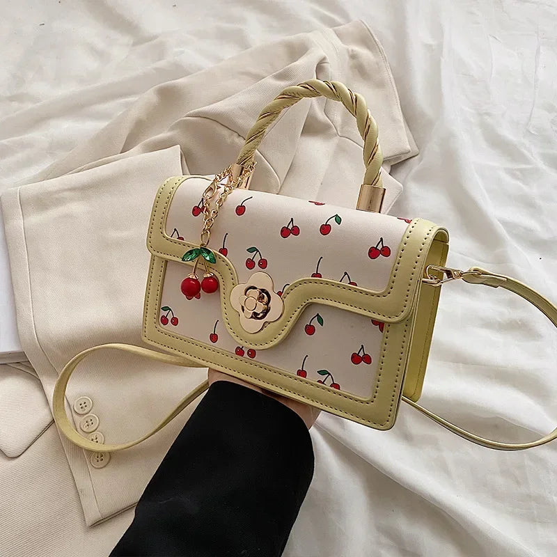 Sweet Cherry Small Square Crossbody | Luxury Chain Designer Handbag Luxegan