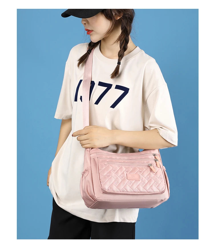 High Capacity Shoulder & Crossbody Bag for Women | Waterproof Nylon Handbag | Large Capacity Satchel for Mothers, Shopping, and Vacation Use Luxegan