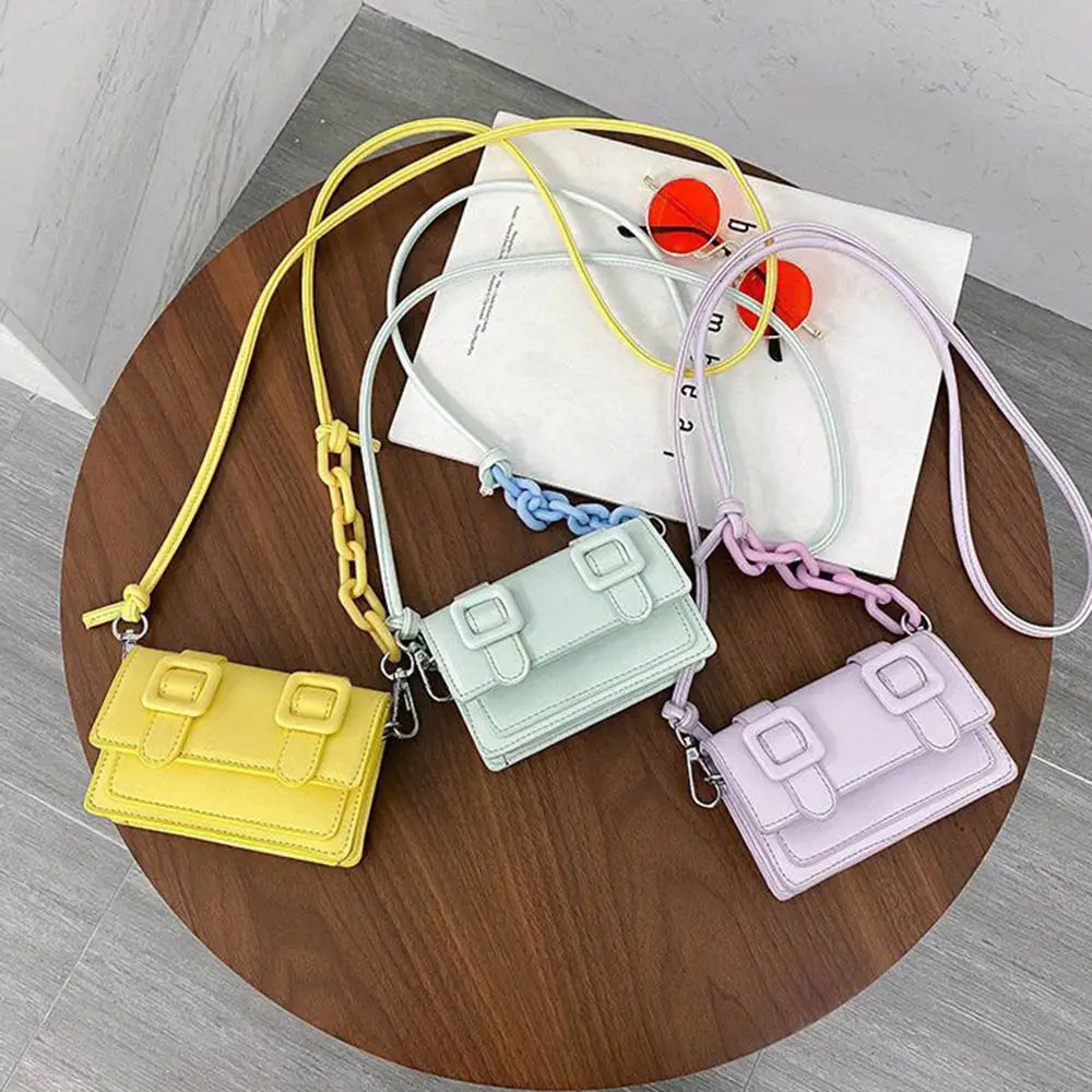 Mini Chain Crossbody Bag | Yellow PU Leather Shell Purse Luxegan