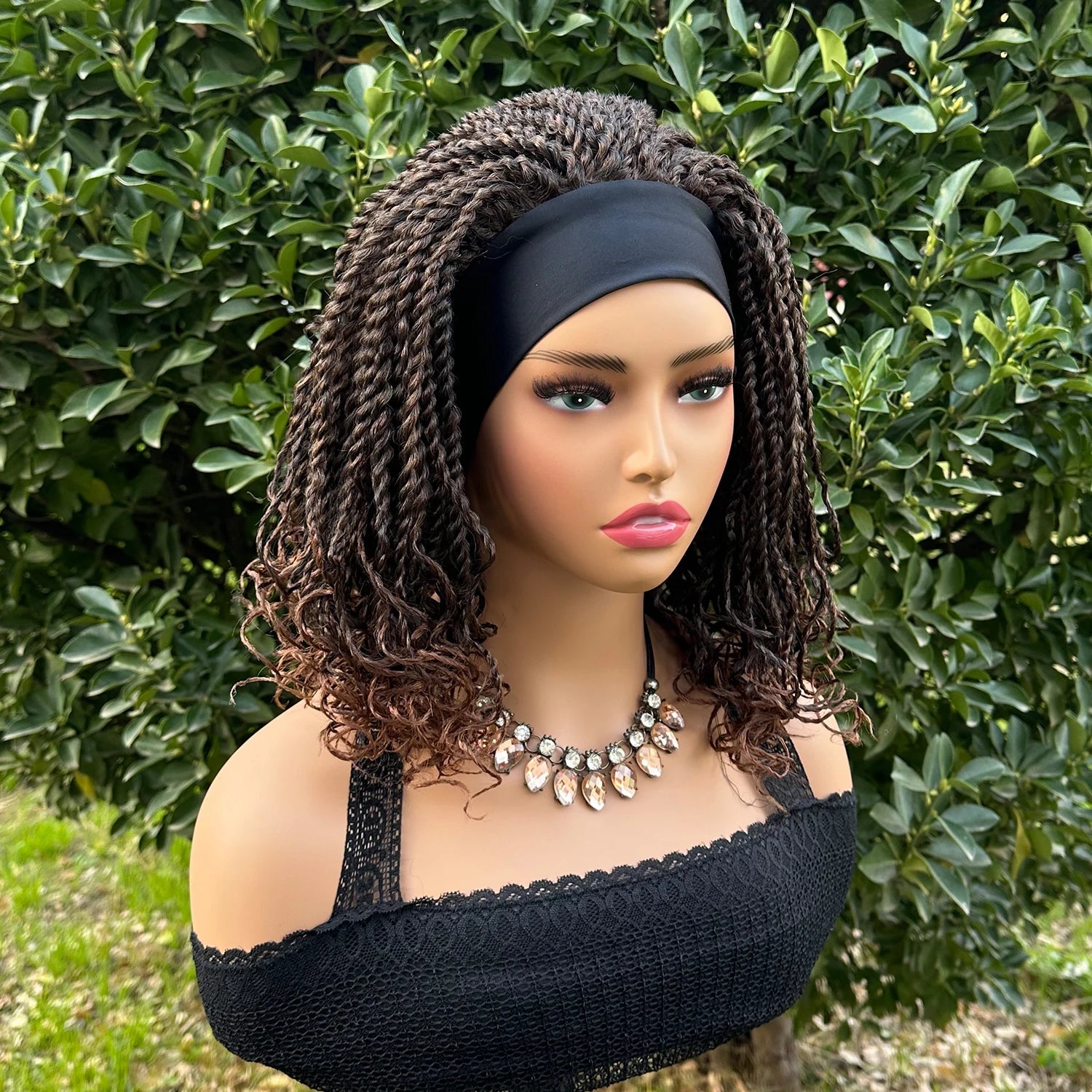 12" Twist Braided Headband Wig | Short Crochet Box Braids | Synthetic Wig for Black Women Luxegan