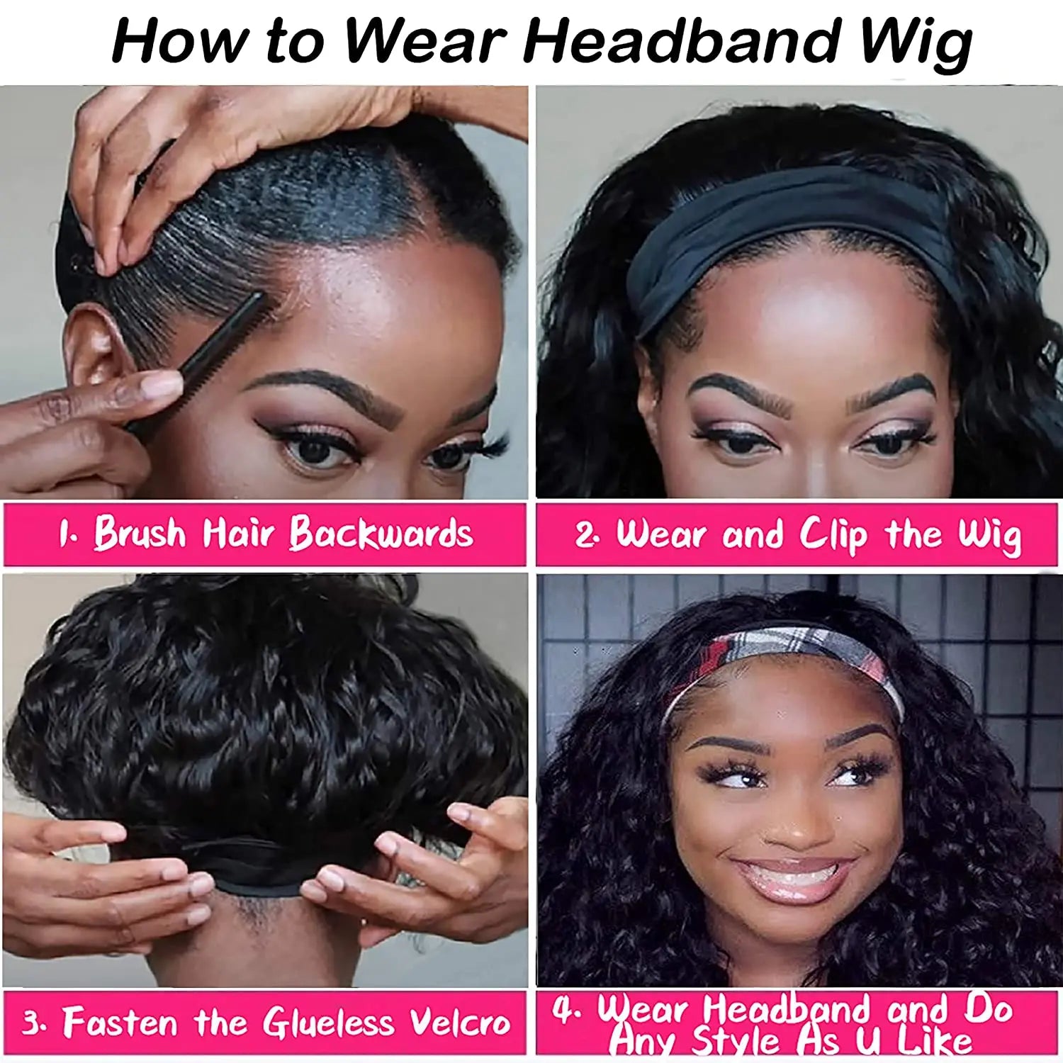Kinky Water Wave Headband Wig | Sophisticated 32-Inch Brazilian Human Hair Silhouette | Elegant "Full Machine Made" Glueless Wig | "Dignified" 180% Density Natural Black Hairpiece for Radiant Versatile Styling Luxegan