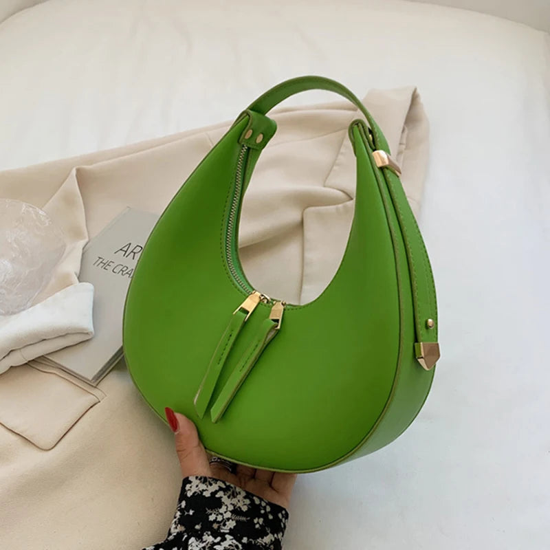 Luxury Half-Moon Underarm Bag for Women | PU Leather Shoulder & Crossbody Bag (Autumn Winter Fashion Armpit Handbag & Purse) Luxegan