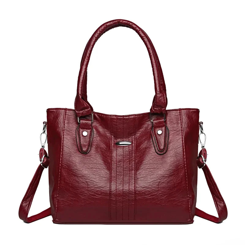 New Soft Leather Tote | Sophisticated Luxury Designer Shoulder Bag | Elegant Large-Capacity Commute Purse | "Dignified" Soft Vintage Handbag for Versatile Styling Luxegan