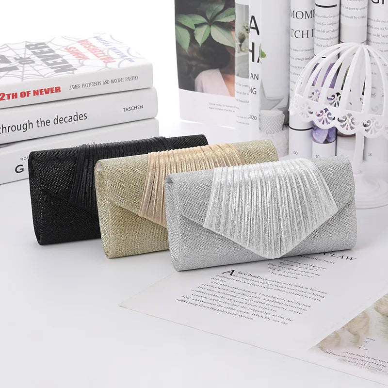 Luxury Women's Square Pleated Envelope Evening Clutch | Fashion Wedding Handbag Luxegan