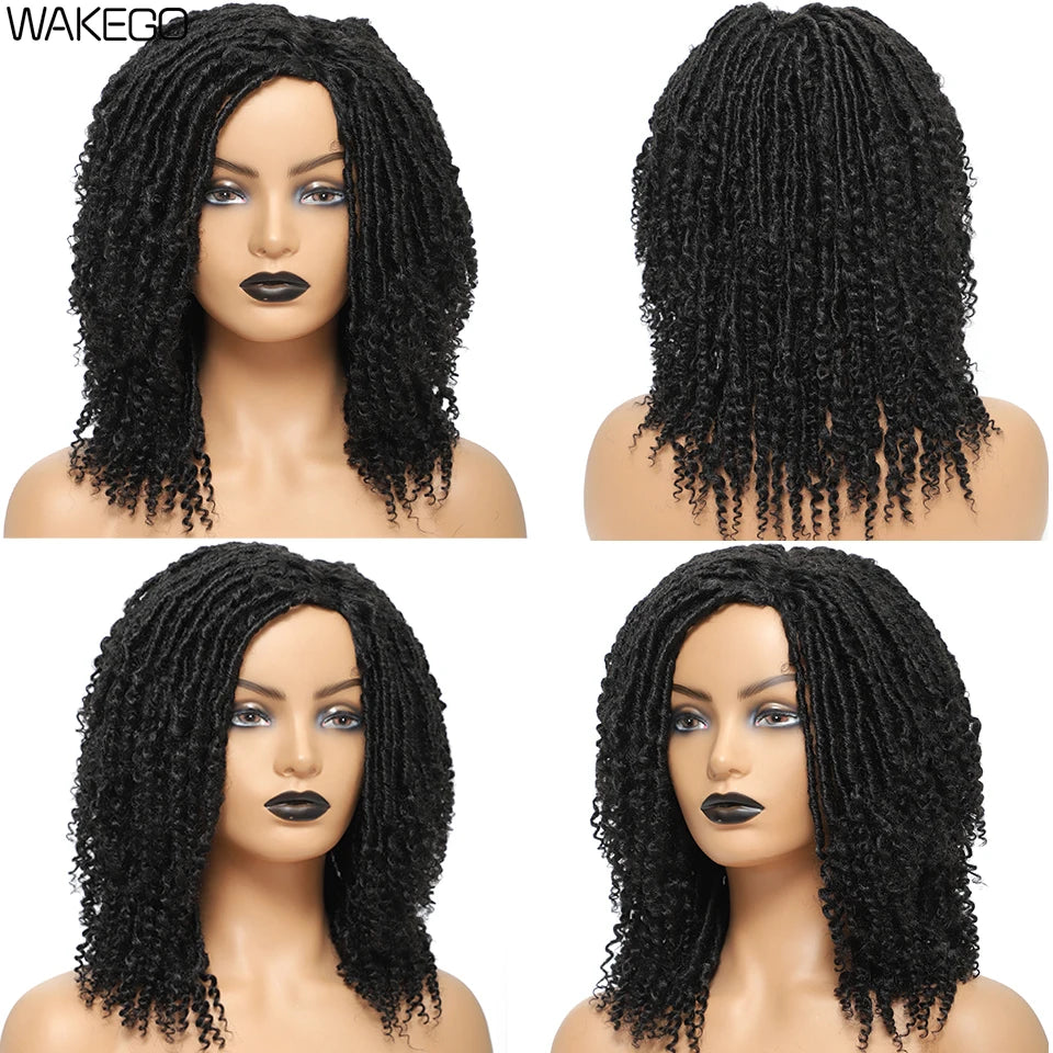 12 Inch Curly Faux Locs Dreadlock Wig | Machine or Headband Cap