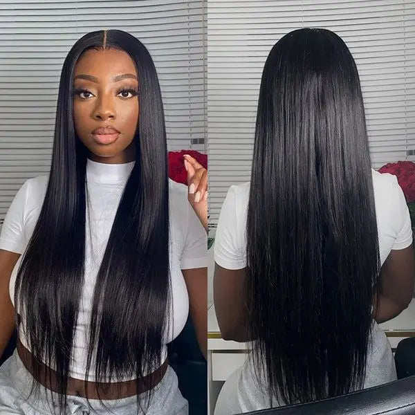 Bone Straight HD Lace Frontal Wig - 13x6 Transparent Swiss Lace Front Wig - Pre-Plucked Glueless Brazilian Remy Human Hair Wig for Women (30-40 Inch On Sale) Luxegan