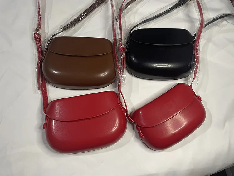 Women's Small Messenger Bag | Solid PU Leather Shiny Shoulder Bag & Saddle Purse Luxegan