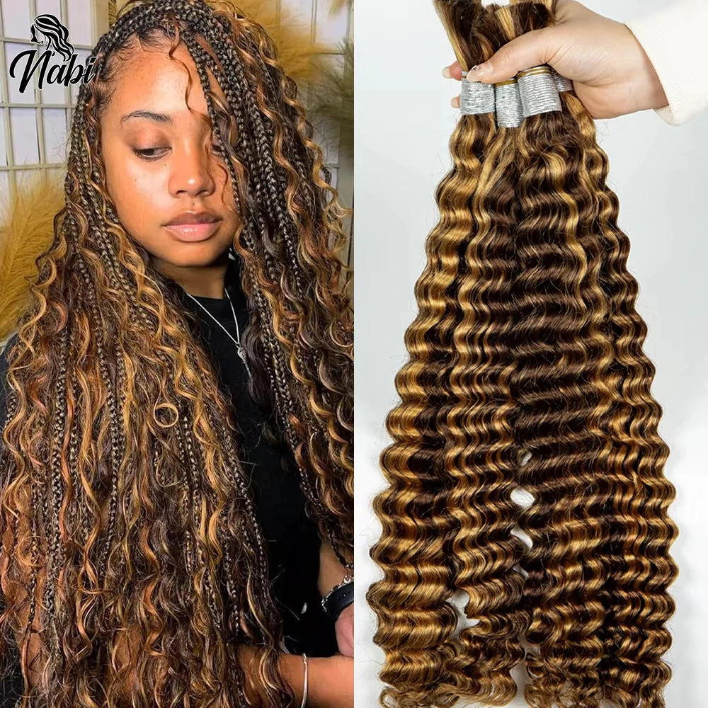 Deep Wave Boho Braids Human Hair Bulk – 100% Virgin Brazilian Hair for Braiding No Weft (16–24 - view 4