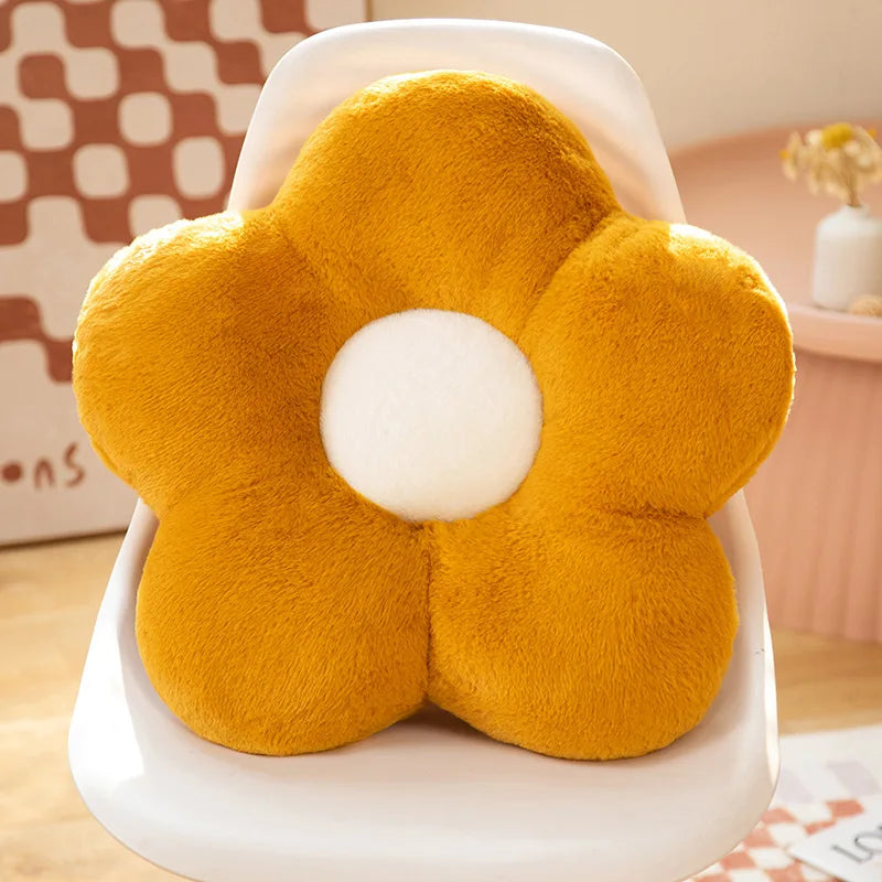 Circular Flower Shape Chair Cushion | Sophisticated "Soft Nap" Floral Silhouette | Elegant Winter Thick Floor & Couch Pillow | "Dignified" High-Performance Memory Comfort for Radiant Versatile Styling Luxegan