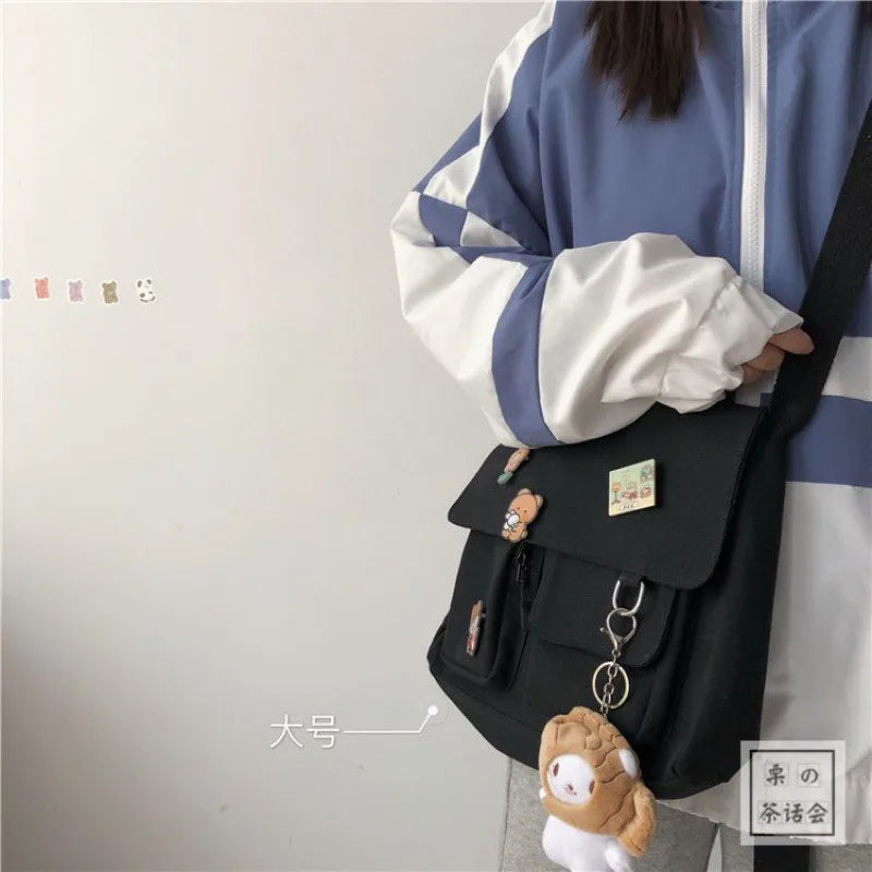 Cute Retro Girl Messenger Shoulder Bag | Canvas Student School Female Luxegan