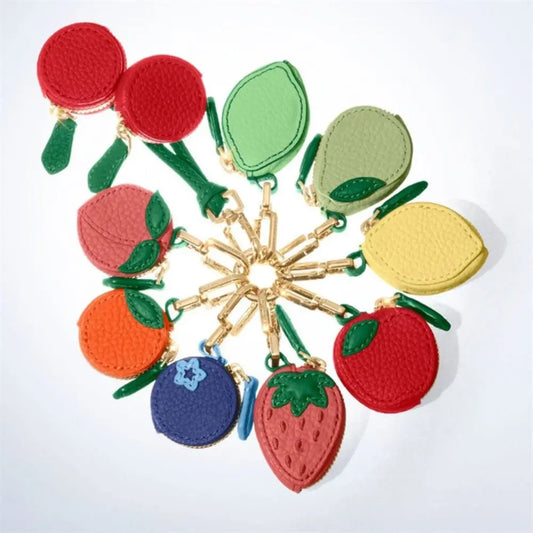 Polyester Cherry/Strawberry Coin Purse | Cute Fruit Shape Keychain Earphone Bag Luxegan