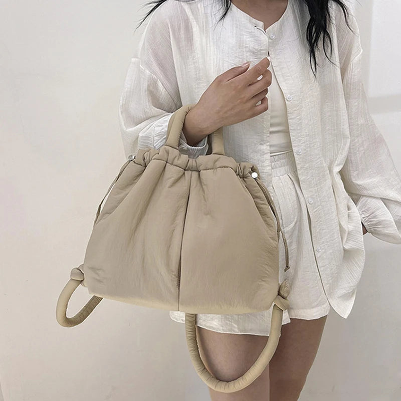 New Korean Fashion Fabric Shoulder Bag | Soft Dacron Crossbody Bag & Mini Underarm Tote Luxegan
