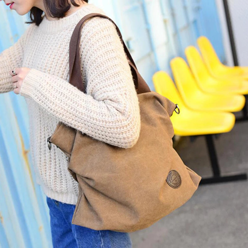 Canvas Large Capacity Tote | Casual Shoulder & Messenger Bag Luxegan
