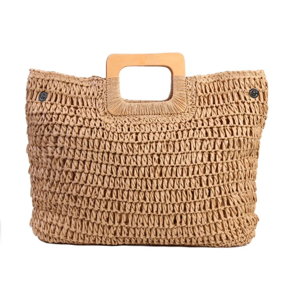 Vintage Hollow Design Woven Shoulder Bag | Large Capacity Knitting Tote & Summer Beach Bag Luxegan