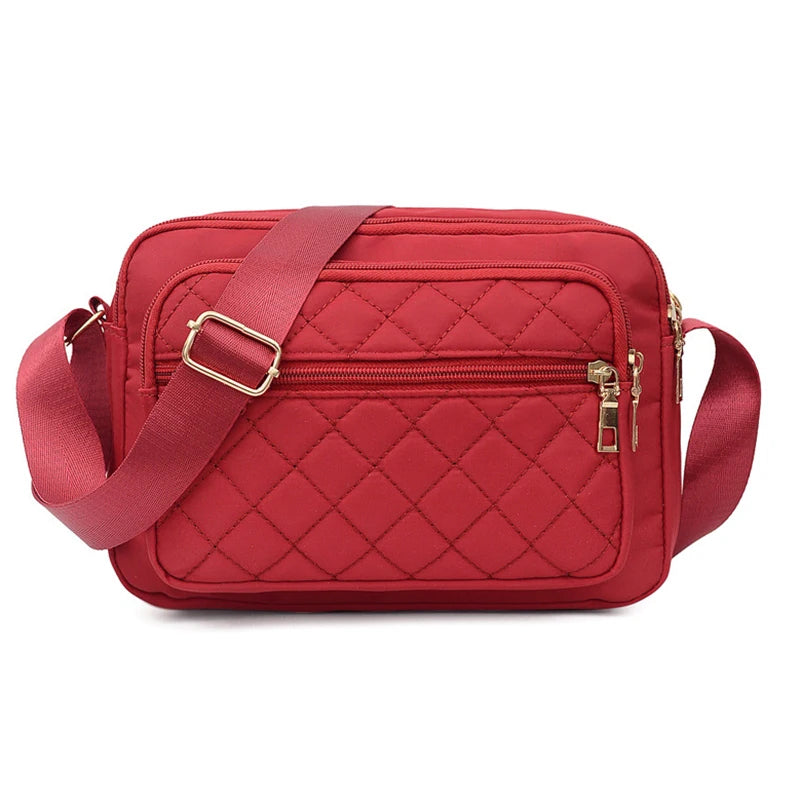 Women’s Korean Fashion Large Capacity Shoulder Bag | Classic Embroidery Thread Satchel for Middle & Old Age | Simple & Practical Nylon Crossbody Bag Luxegan