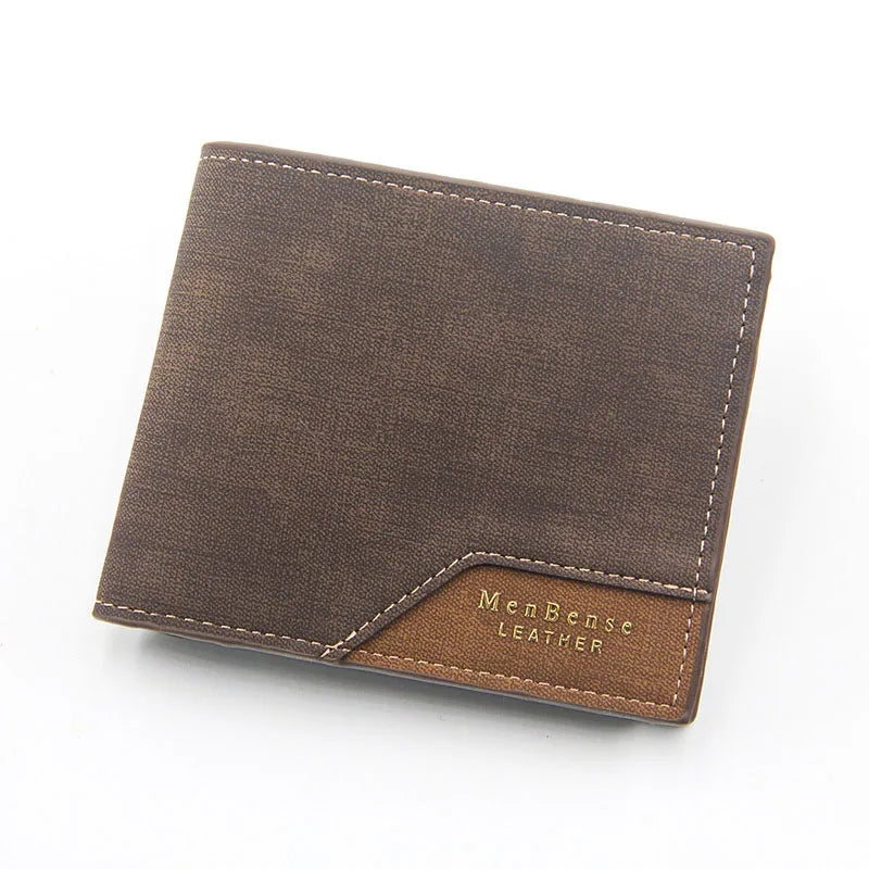 Slim Classic Men's Wallet | Sophisticated "Frosted Leather" Silhouette | Quality Card Holder & Photo Pouch Billfold | "Dignified" High-Performance PU Short Purse for Radiant Versatile Styling Luxegan