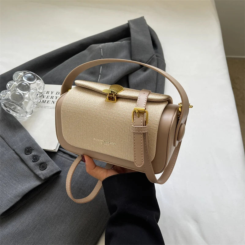 Simple Fashion Mini Square Crossbody Bag | Luxury Designer Box-Shape Purse | Sophisticated Pure Color Shoulder Satchel | Elegant PU Leather Handbag with Letter Decoration Luxegan