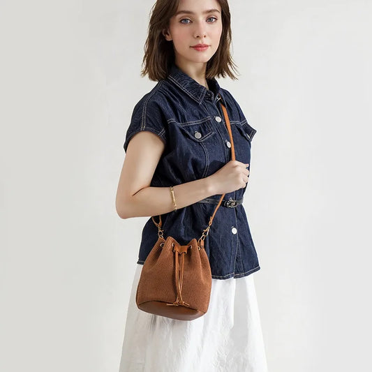 Bundle Pocket Velvet Crossbody Bag Commute Handbag Drawstring Bucket Bag | Messenger Bag Large Capacity Shoulder Bag Girls Luxegan