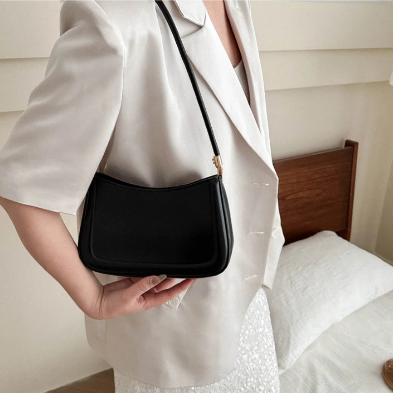 New Trendy Fashion Retro Solid Color Texture Underarm Bag | Popular Casual Simple Women's Small Square Handbag (Bolsos De Señora) Luxegan