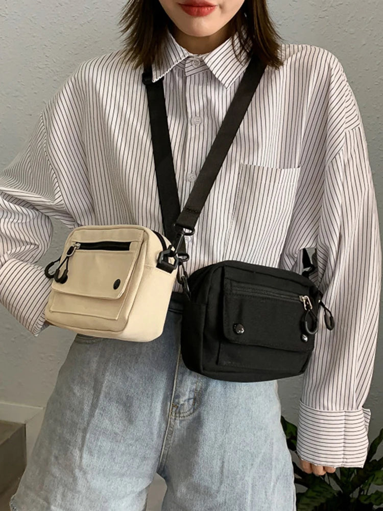 Canvas Crossbody Bag | Korean Mini Student & Cell Phone Bag Luxegan