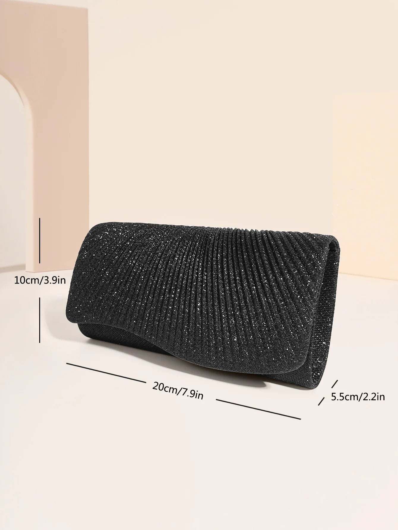 Women Envelope Evening Bag Glitter Ladies Chain Shoulder Bags | Shiny Silver Long Purse Female Wedding Party Clutches Mini Handbag Luxegan