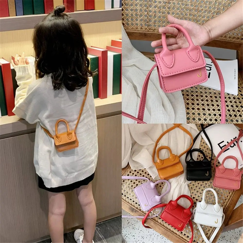 Kids Mini PU Leather Crossbody Bag | Cute Fashion Purse for Little Girls | Small Toddler Coin Pouch & Handbag | Trendy Square Casual Tote for Children Luxegan