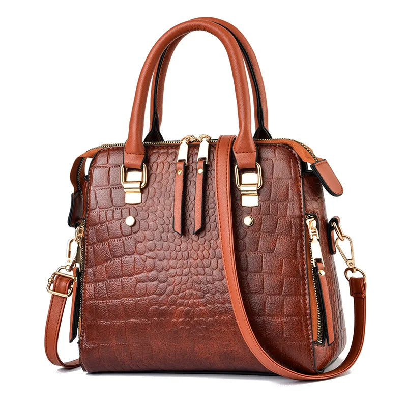 Luxury Crocodile Pattern Handbag | PU Leather Tassel Shoulder Bag Luxegan