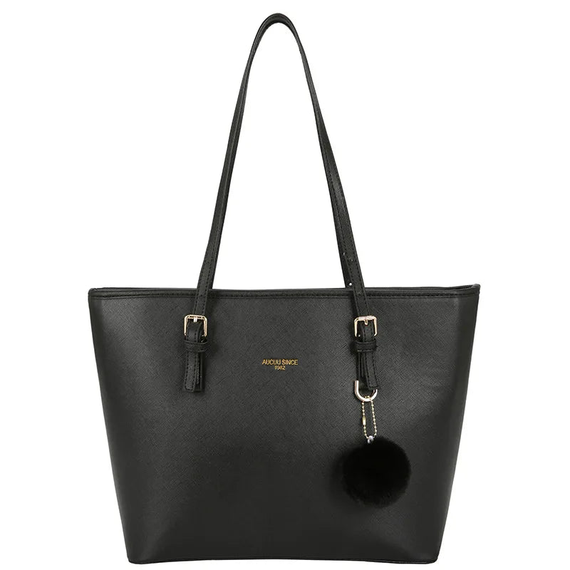 Middle-Aged Women's Faux Leather Shoulder Bag | Multi-Zipper Crossbody Casual Tote | Premium PU Leather Solid Color Purse | Functional Everyday Travel Bag with Nylon Lining Luxegan