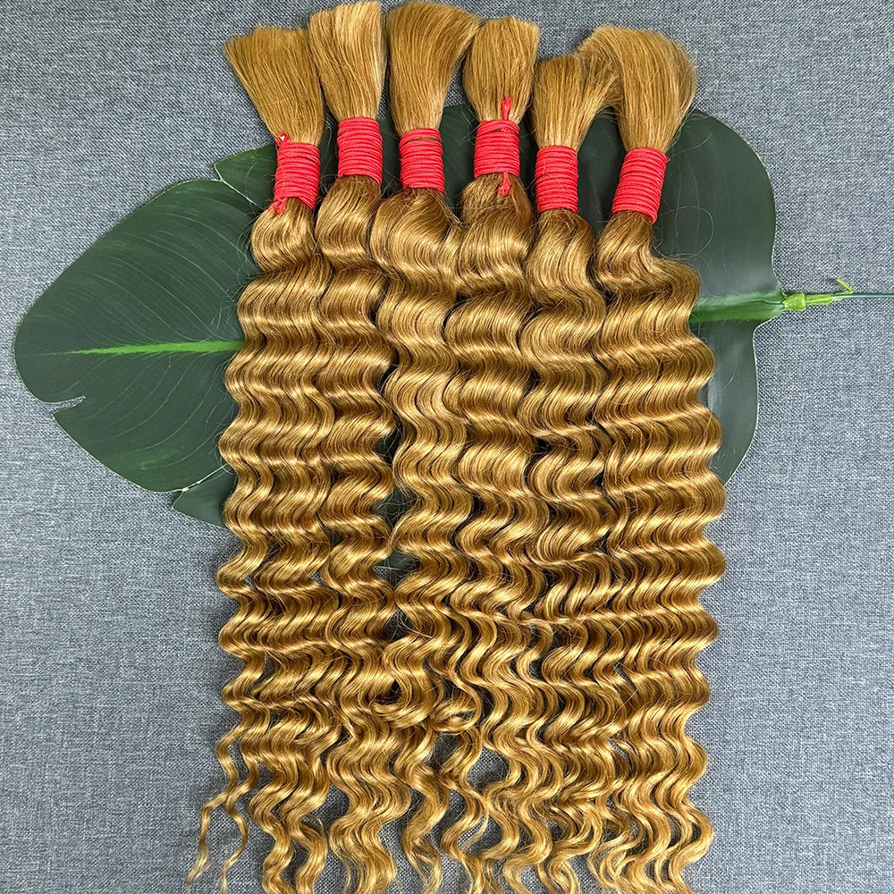 Deep Wave Boho Braids Human Hair Bulk – 100% Virgin Brazilian Hair for Braiding No Weft (16–24 Inch)