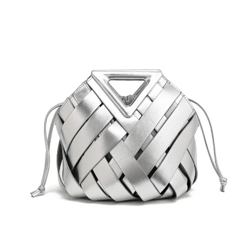 Trendy Vegan Leather Woven Tote Bag for Women Top Handle Purses and Handbags | Fashionable - view 12